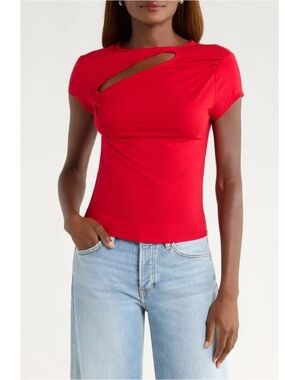NWT Reformation Sz Medium Women’s Else Cutout Cap Sleeve Blouse Shirt Top Rt $98